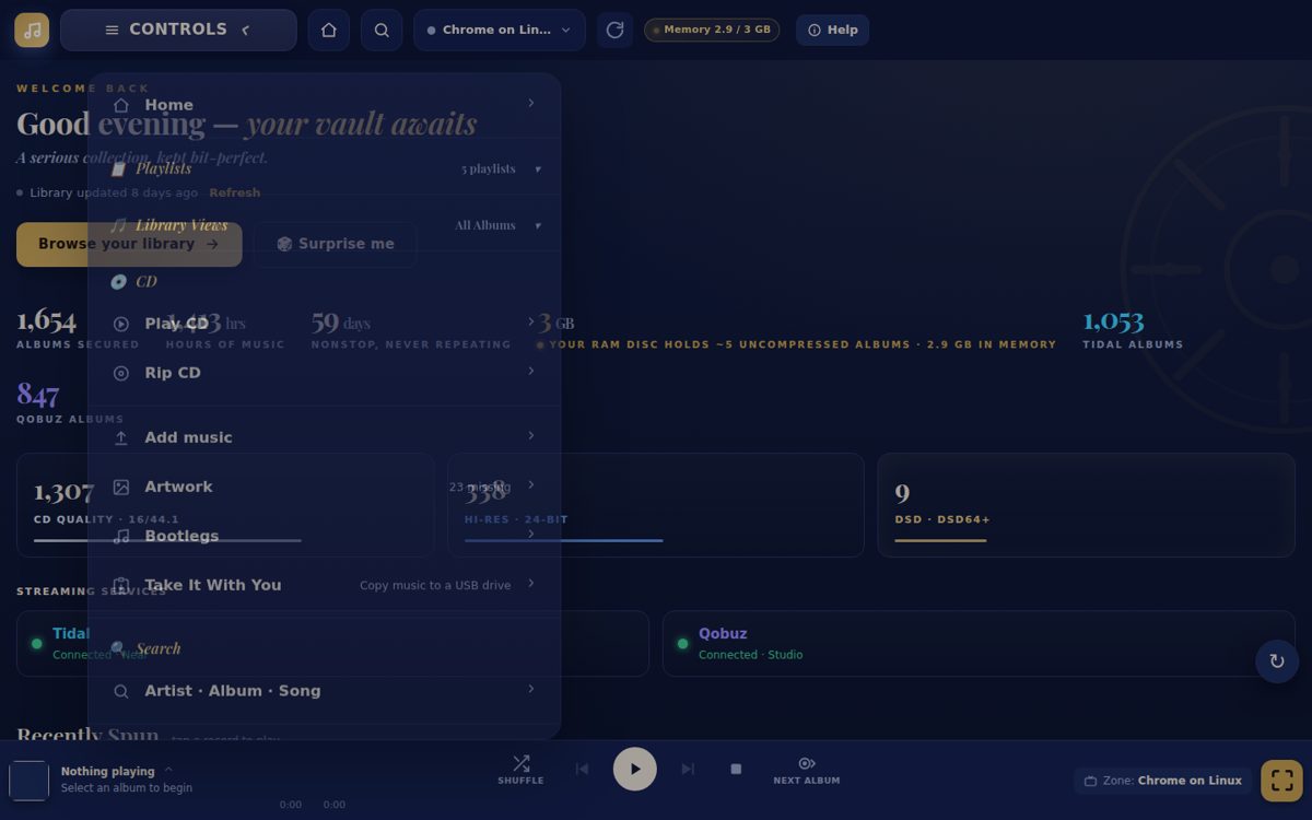 Controls menu