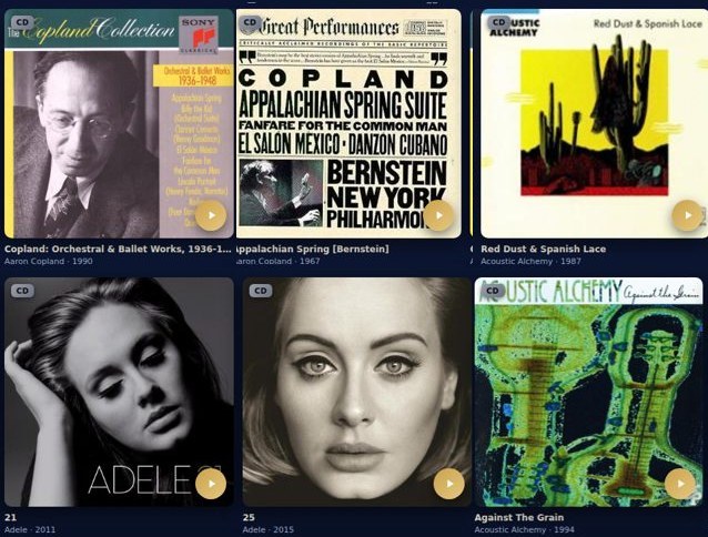 Album covers in your Music Vault library
